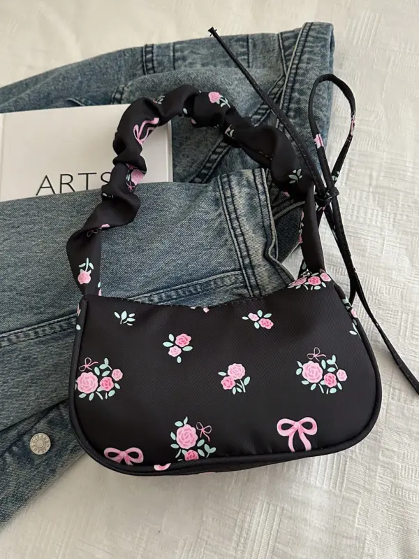 Women’s Crossbody Shoulder Bag – 2024 Ditsy Floral Handbag, Large Capacity, Casual & Minimalist Pleated Design - Image 8