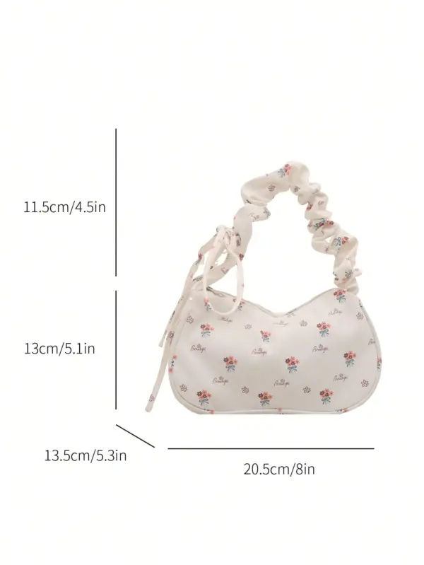 Women’s Crossbody Shoulder Bag – 2024 Ditsy Floral Handbag, Large Capacity, Casual & Minimalist Pleated Design - Image 5