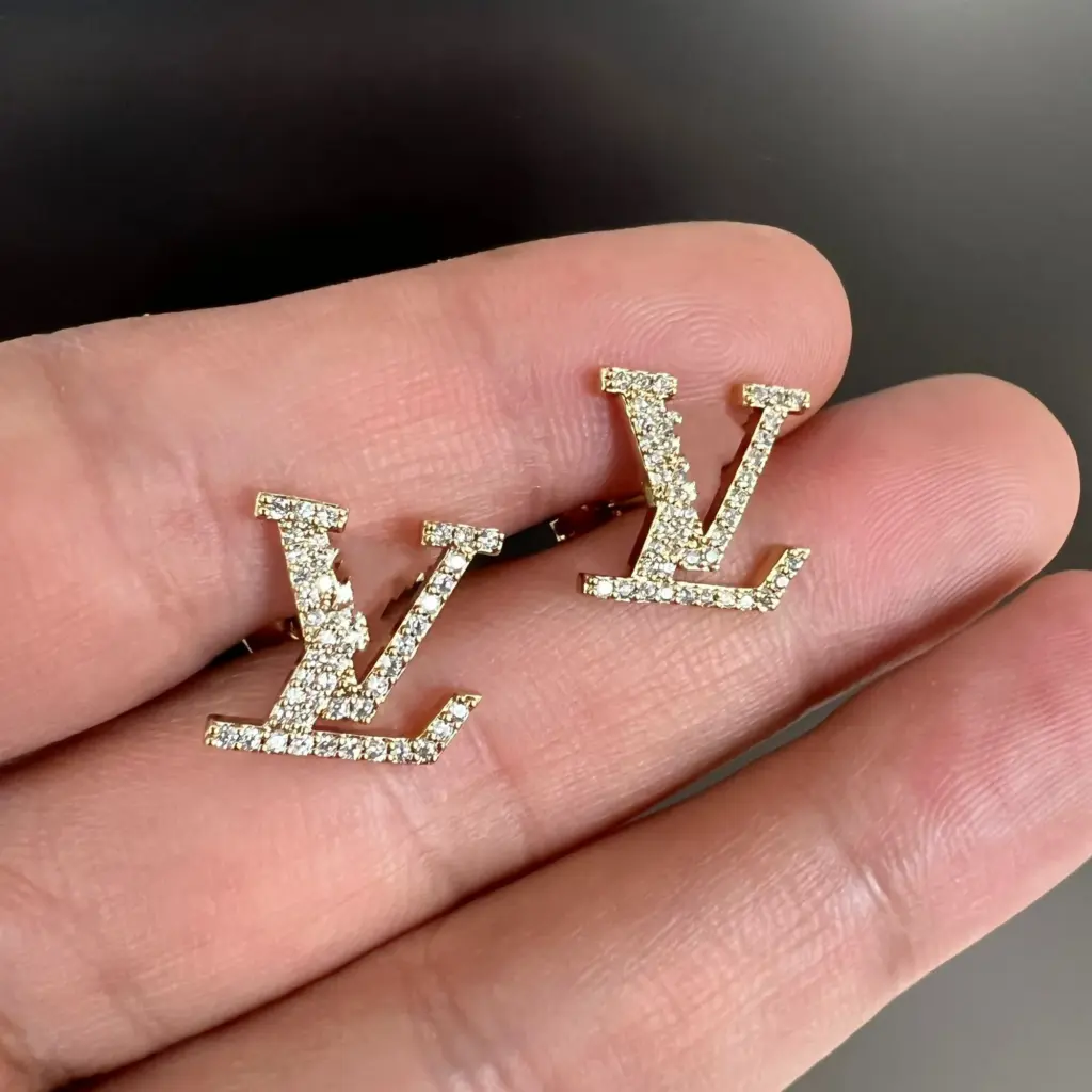 Luxury 18K Gold & Silver V-Stud Earrings for Women – Full Diamond Micro Inlay Designer Earrings, Perfect for Wedding, Engagement & Everyday Elegance