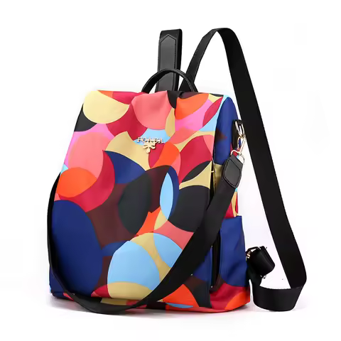 Colorful Women’s Anti-Theft Waterproof Oxford Backpack – Casual Travel & School Bag with Multifunctional Design