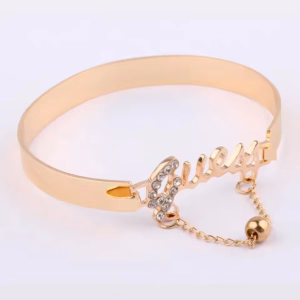 Trendy Women's Metal Bracelet with Letter Design & Crystal Tassel Charms | Fashion Alloy Chain Jewelry Hot Sale - Image 2