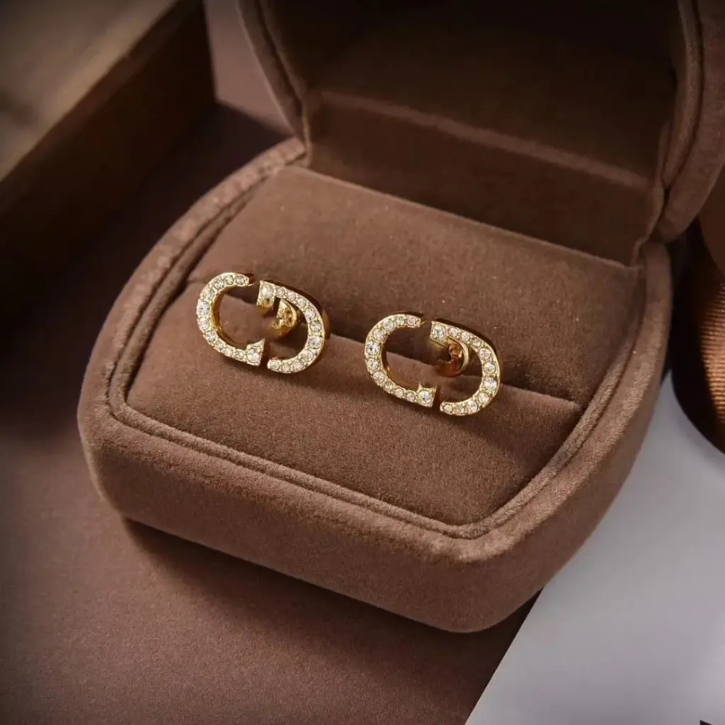 18K Gold Diamond Letter Earrings for Women – Designer Stud Jewelry