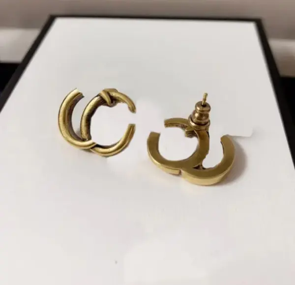Designer 14K Gold Stud & Hoop Earrings for Women – Letter Jewelry Set with Gift Box, Perfect for Valentine’s Day & Engagement Gifts - Image 2