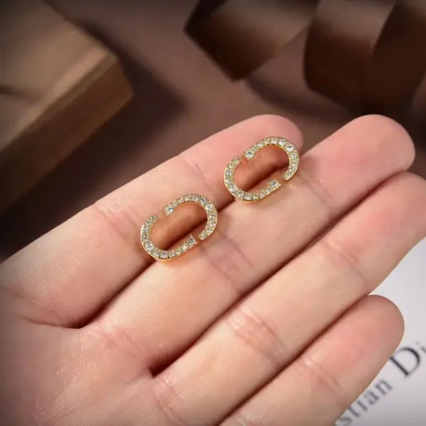 18K Gold Diamond Letter Earrings for Women – Designer Stud Jewelry - Image 4