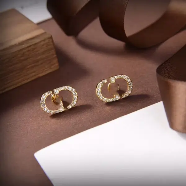 18K Gold Diamond Letter Earrings for Women – Designer Stud Jewelry - Image 2