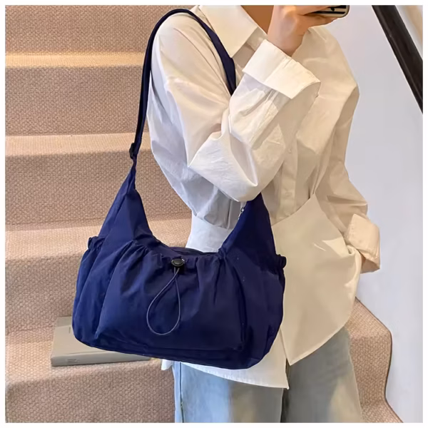 Women’s Large Capacity Canvas Tote Bag – Casual Foldable Crossbody Shoulder Bag with Drawstring for Work & Commuting - Image 3