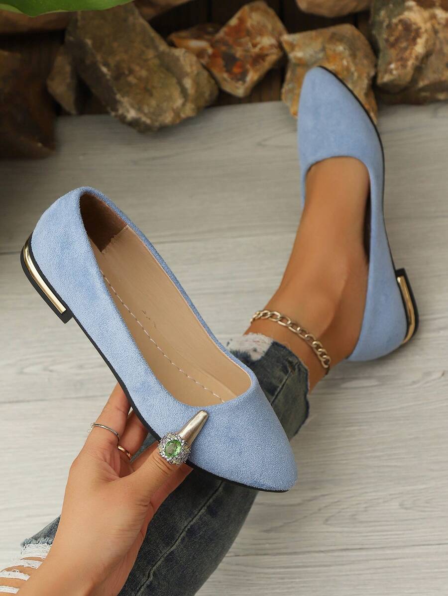 Blue Women’s Flat Slip-On Loafers – Pointed Toe, Soft Sole, Casual Lightweight Breathable Shoes