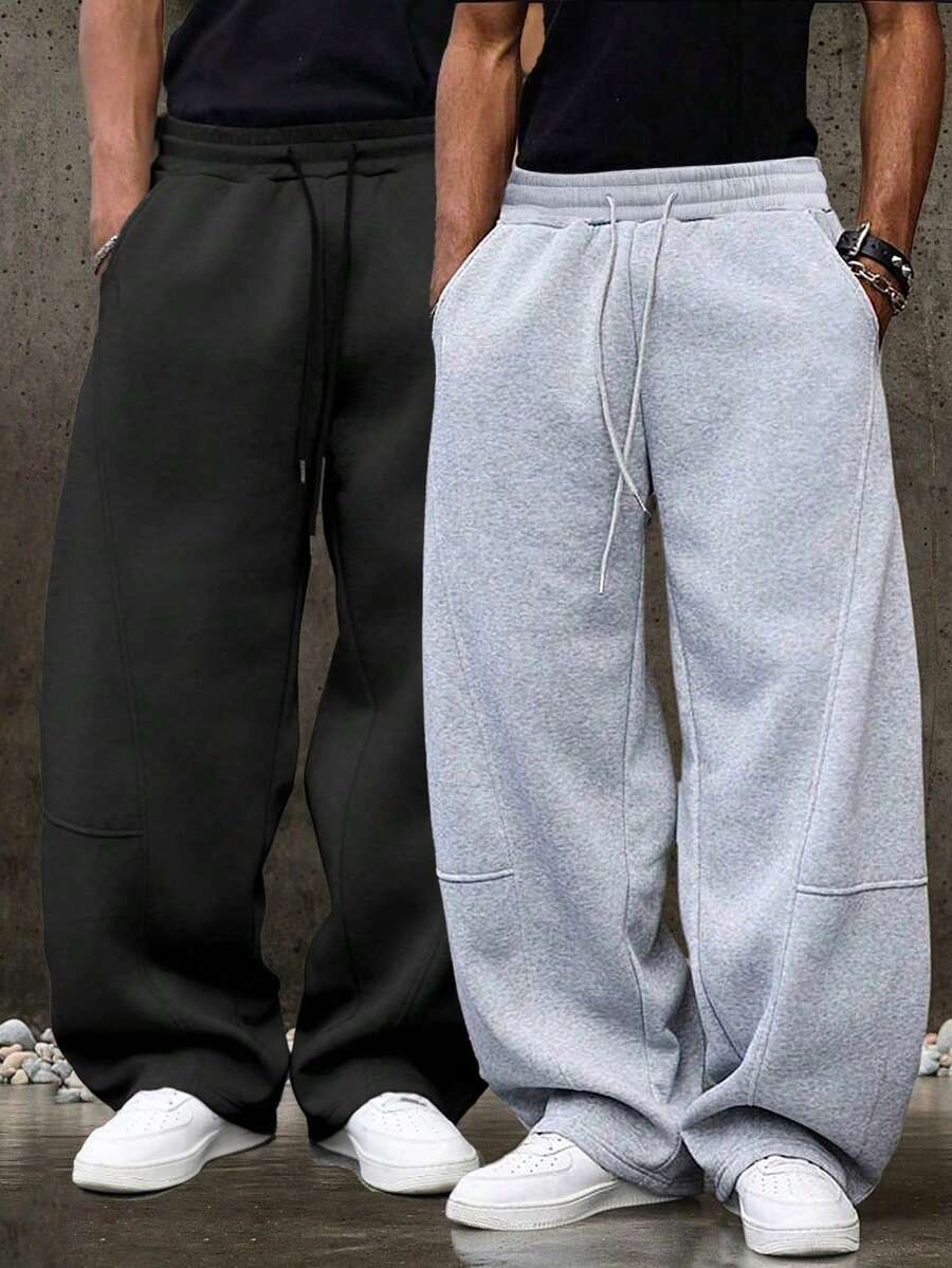 Men’s Loose Wide Leg Sweatpants – Casual Drawstring Pants for Spring & Autumn